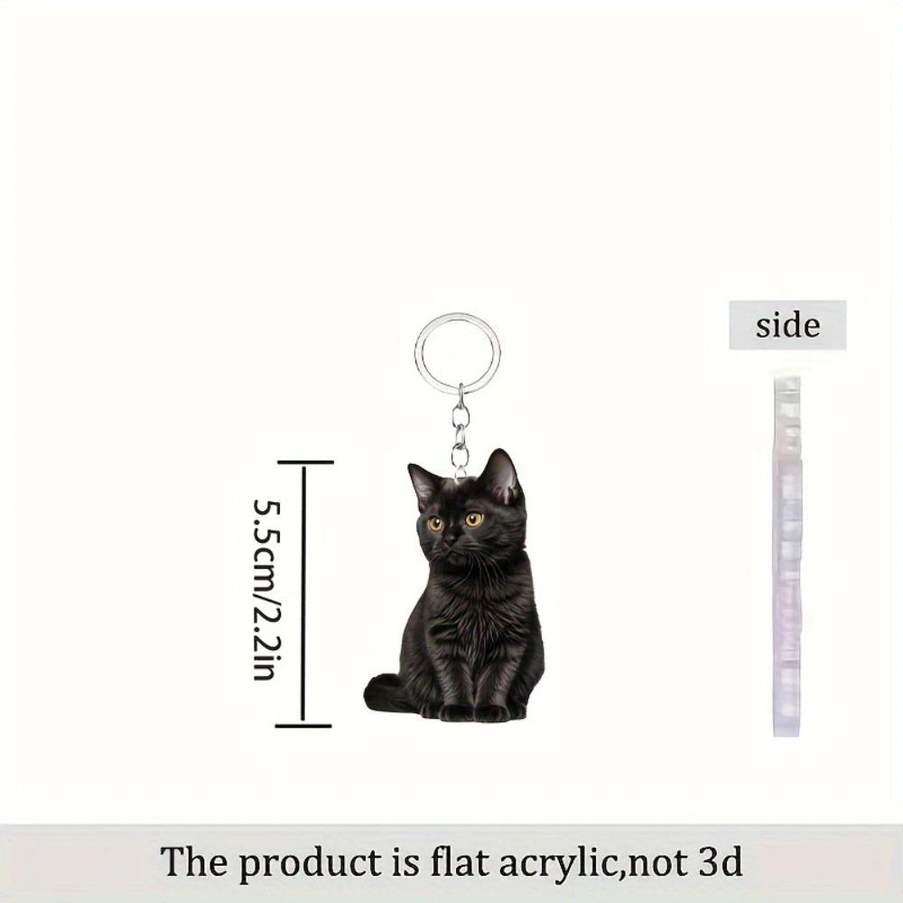 2 PCS Cute Black Kitten Keychain Acrylic Bag Hanging Creative Mini Cat Pendant Girls Women