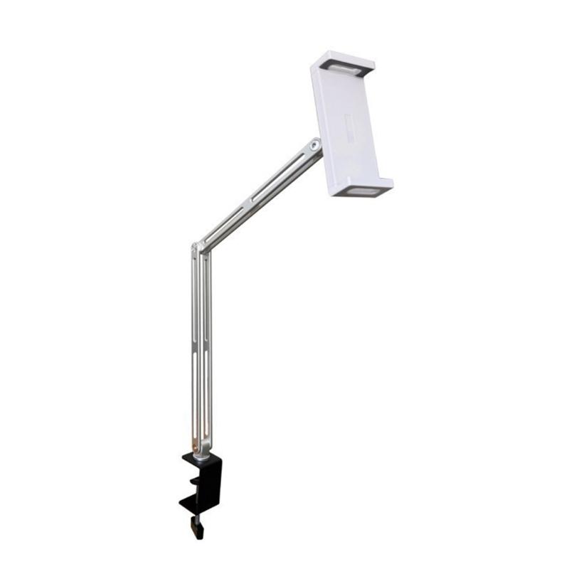 Multiple Angle Metal Arm Tablets Mount Holder For Phones And Tablets Up To 13inch With Clamp Base серебряный