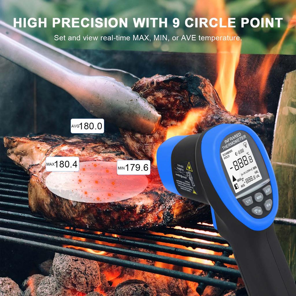 Digital Infrared Thermometer , No-contact Thermal Imager , Humidity Ambient Meter , Range -50℃ To 800℃(-58 To1472℉)