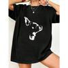 Oversized T Shirt Black Dog Print Graphic Tee For Casual Wear And Street Style