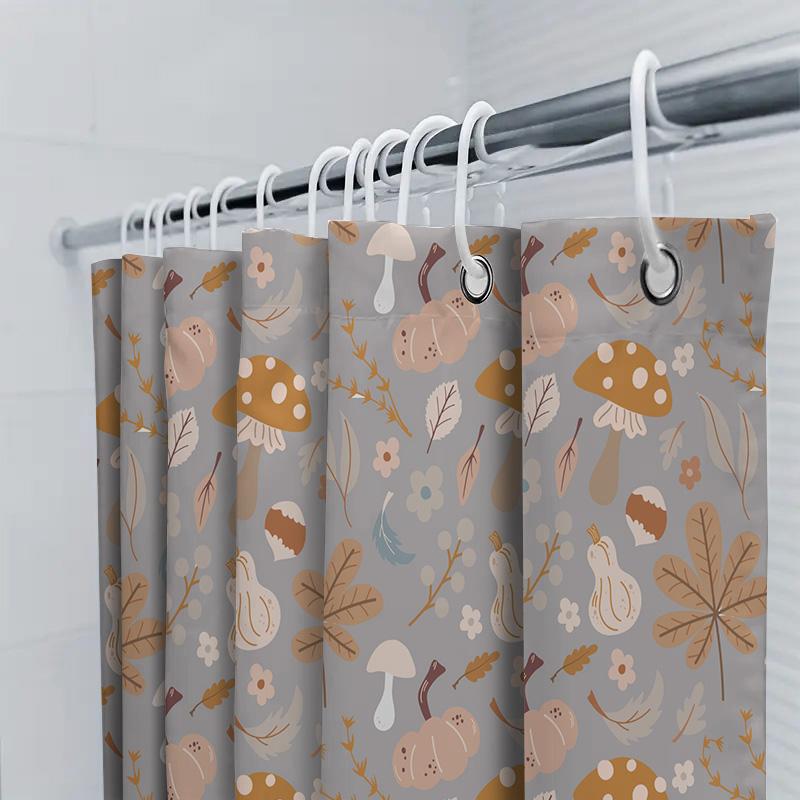 Decorative Shower Curtain With Mushroom Leaf Pattern Modern Home Bathroom Liner Set For Kitchen Or Bath Accessories (180X240Cm)