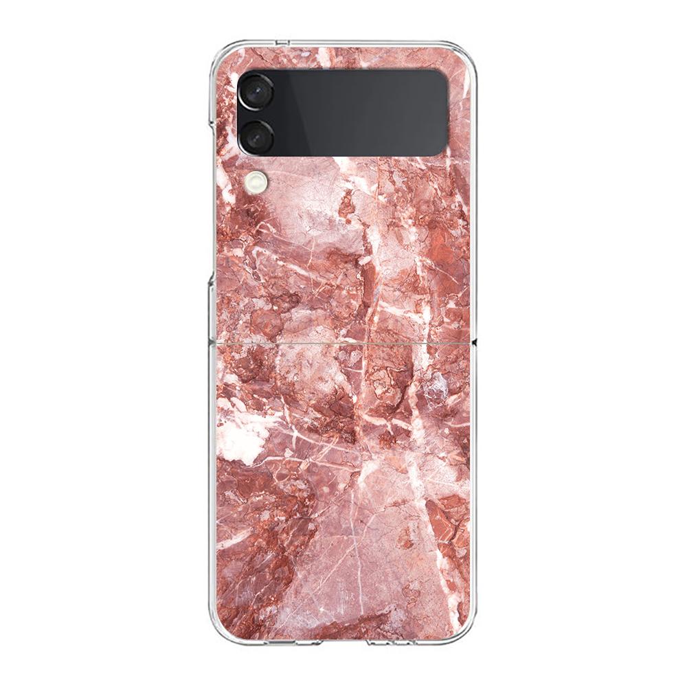 Transparent Phone Case For Samsung Galaxy Z Flip 3 4 5 6 7 Hard Folding PC Z Flip3 Flip4 Cover Marble Stone