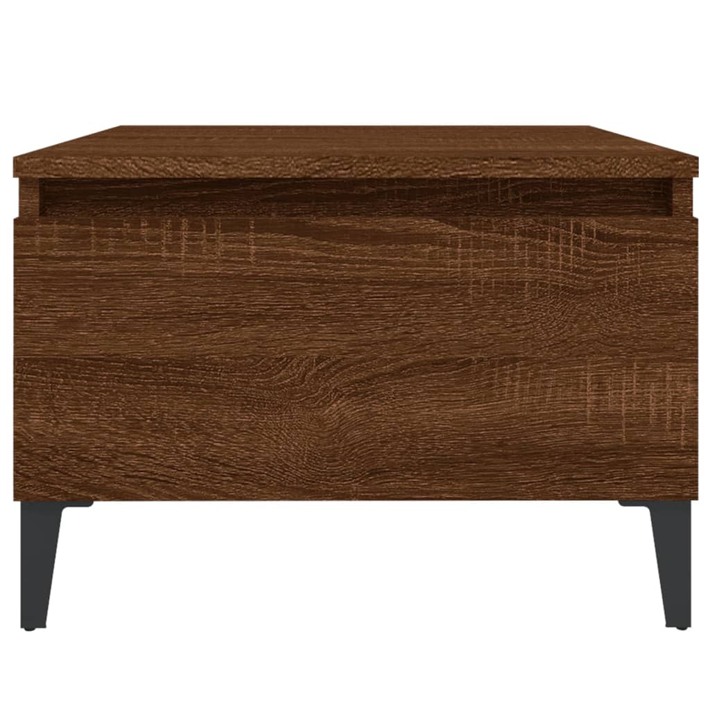 Side Table Brown Oak Effect 50 X 46 X 35 Cm Engineered Wood