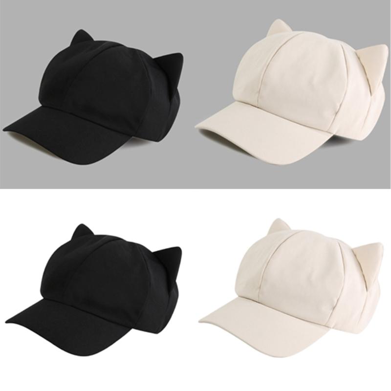 Harajuku Girl Cats Ear Baseball Hat Octagonal Hat Eye Catching Travel Gathering Visor Hat for Cycling Hiking Visor Hat