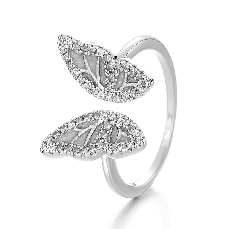 Bague Ouverte Papillon Design de Niche Haut de Gamme avec Émail Goutte d'Huile, Accessoire Tendance pour Index