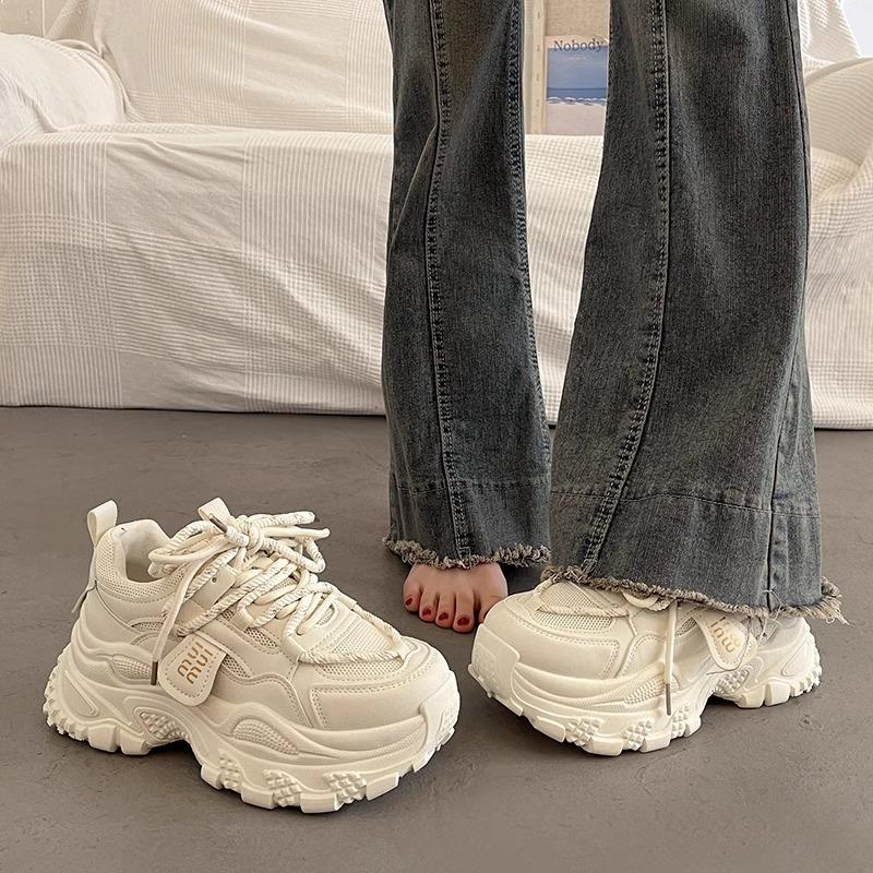 Thick Soled Dad Shoes For Women To Increase Height In Spring And Autumn  New Popular White Casual Sports Shoes