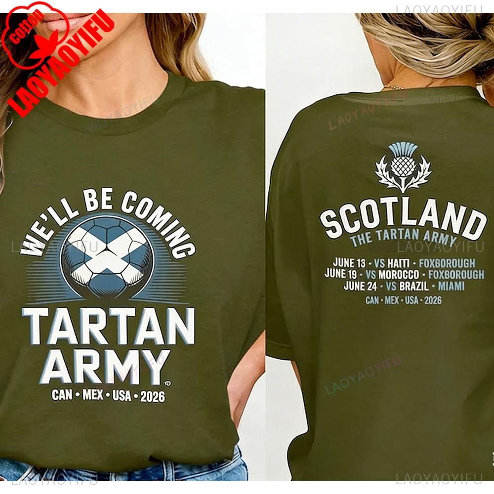 Schottland 2026 T-Shirt Tartan Army Spielplan T-Shirt Schottland gegen Brasilien Grafik-T-Shirts T-Shirt Schottischer Fußballfan Geschenk Unisex
