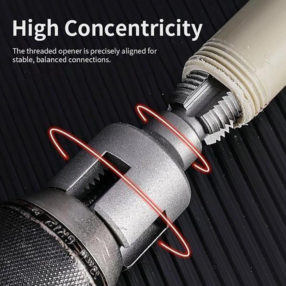 Integrated Internal & External Pipe Threading Tool, Pipe Thread Cutting Tool, PVC Rethreading  for Water Pipes, with Various Die Sizes,1/2", 3/4"