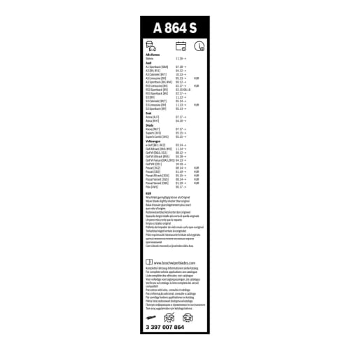 BOSCH (Bosch) Imported Car Flat Wiper Blade Aero Twin Car Models Only 650/450mm A864S