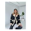 White Fur Inside Leather Coat With Big Pocket Detail