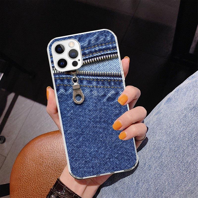 Jeans Cowboy Denim Printed Phone Case For iPhone 17 Air 16 Pro Max 16E 15 + 14 Plus 11 12 13 Mini 7 8 SE Gift Print Cover Fundas