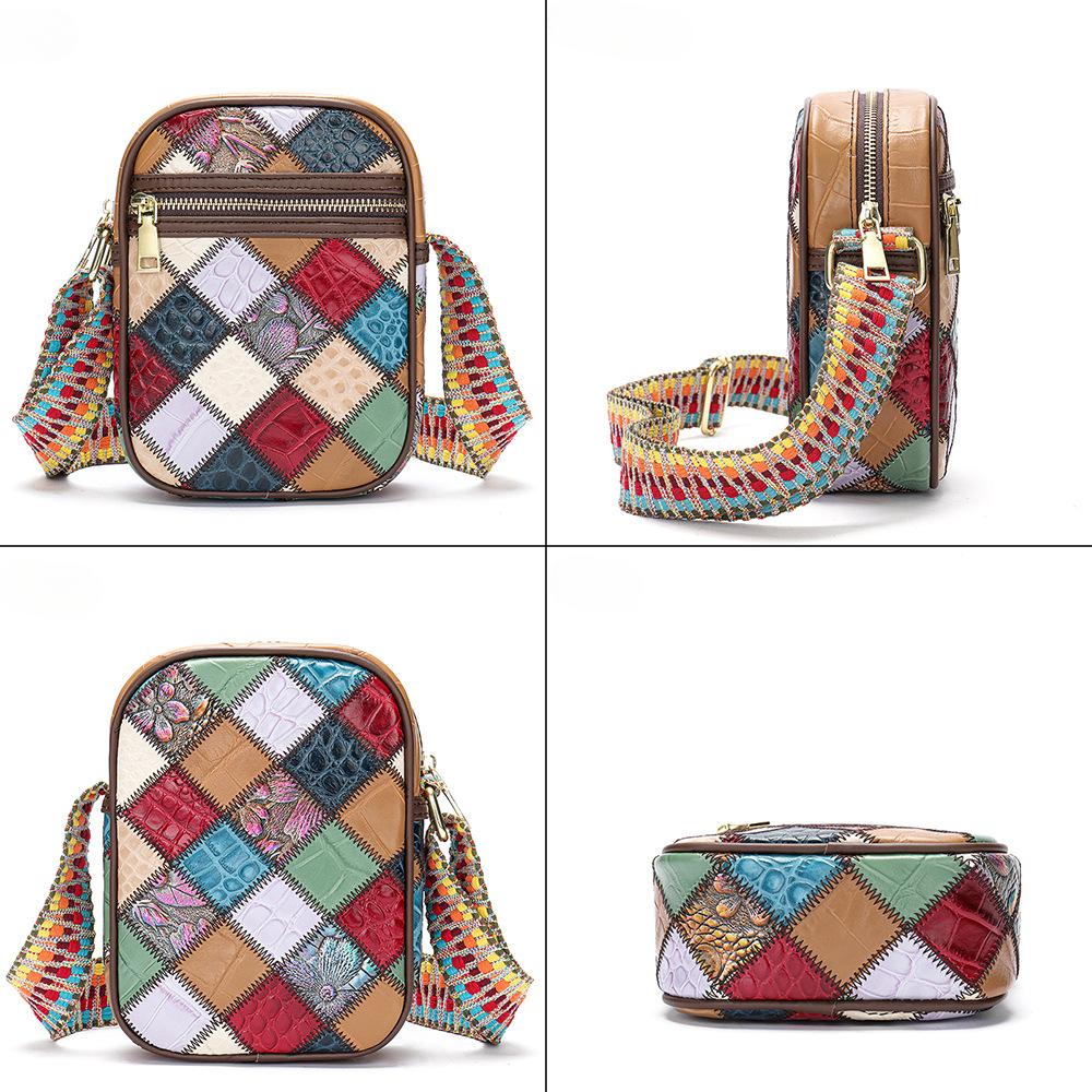 Genuine Leather Women's Bag Splicing Simple Crossbody Shoulder Bag