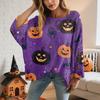Halloween Crochet Pumpkin Sweater Women, Oversized Pumpkin Knit Pullover,Witch Hat Cozy Fall Sweater