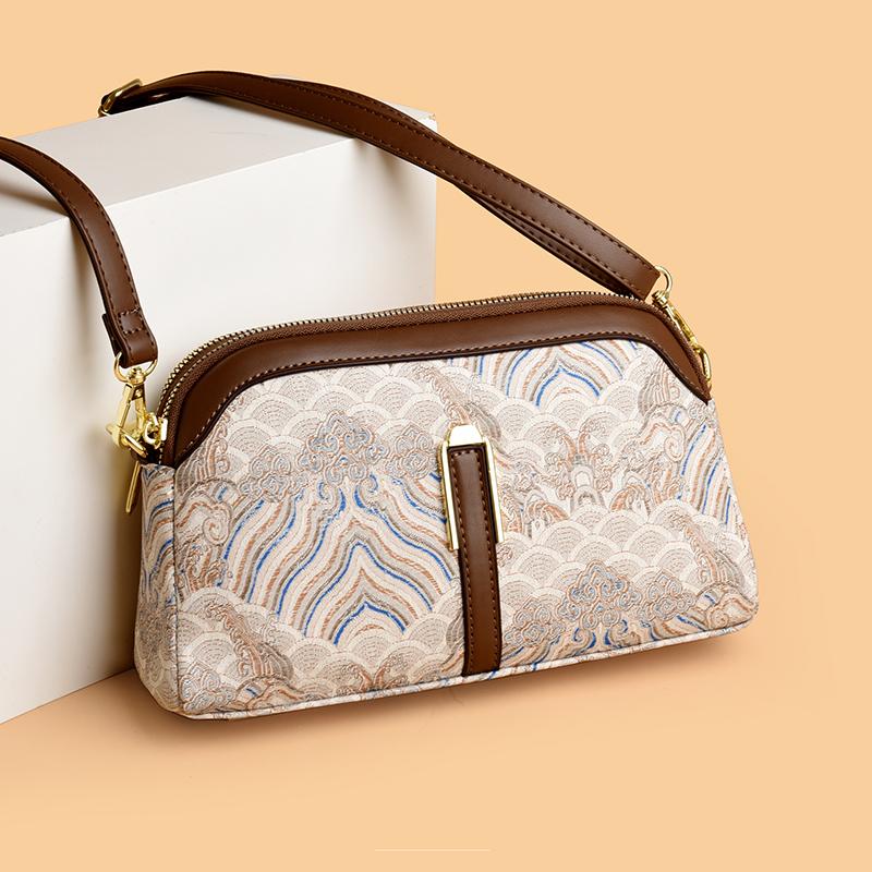 Fashion Printed Pattern Shoulder Bags For Women Luxurious Brand Double Zipper Small Crossbody Bag and Purse New Leather Handbags