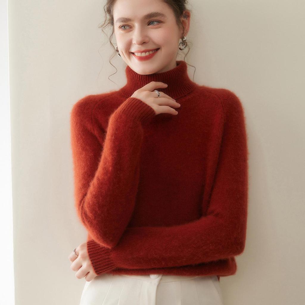 2025 Fall/Winter Women's High Neck Soft Five-Needle Thick Cashmere Sweater Base Layer