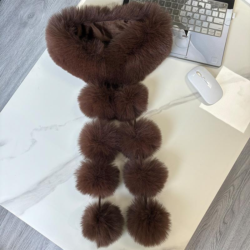 New Magnetic Imitation Fox Versatile Scarf, Women's Autumn and Winter Korean Version Light Luxury Shawl, Plush Hairball Temperament