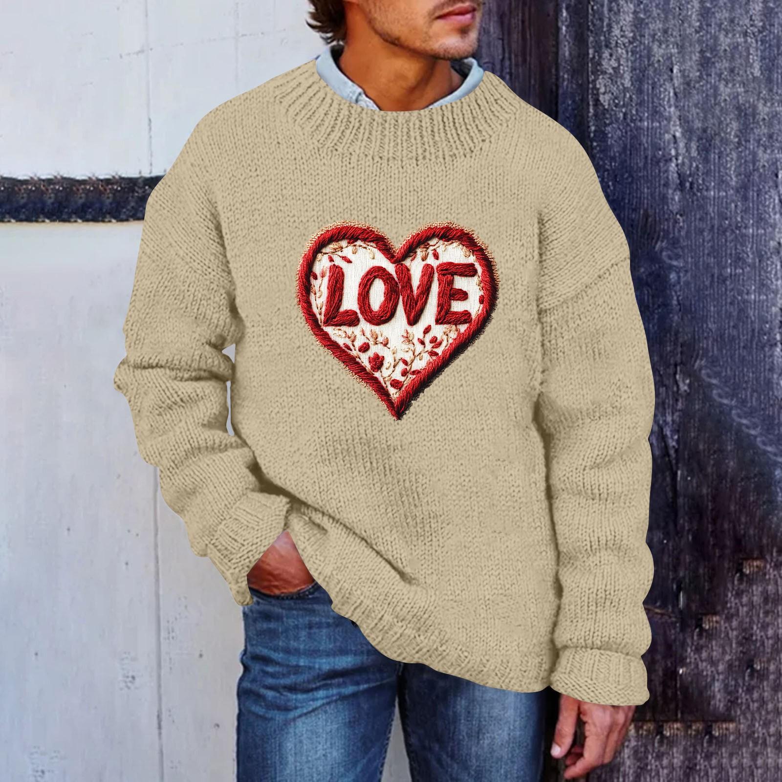 

Мужской принтованный искусственный свитер, толстовка с круглым вырезом, свободный топ с длинными рукавами XL бежевый