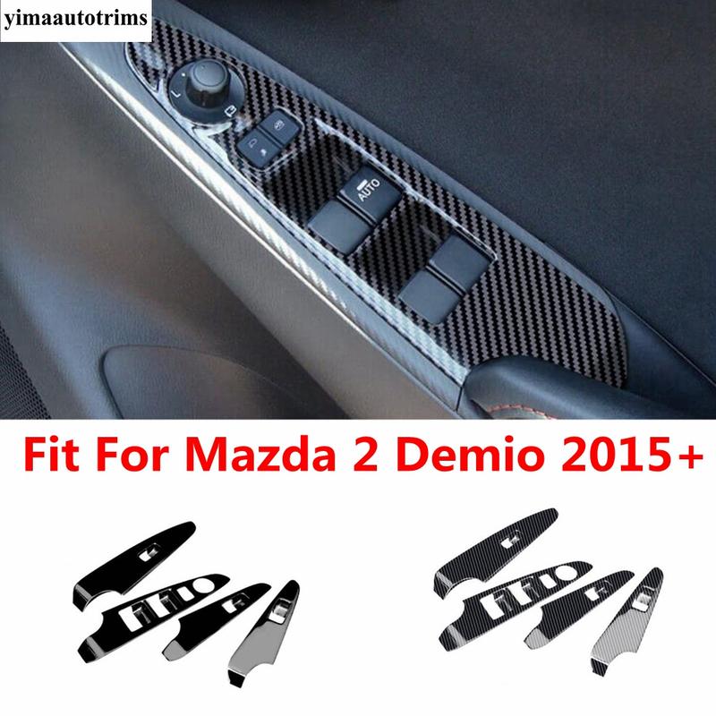 Car Armrest Window Glass Lift Button Switch Panel Decoration Cover Trim Accessories For Mazda 2 Demio 2015- Right Hand Drive