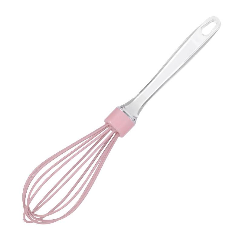1pc 10-inch Manual Transparent Handle Silicone Egg Beater Cake Cream Mixer Egg Baking Gadget