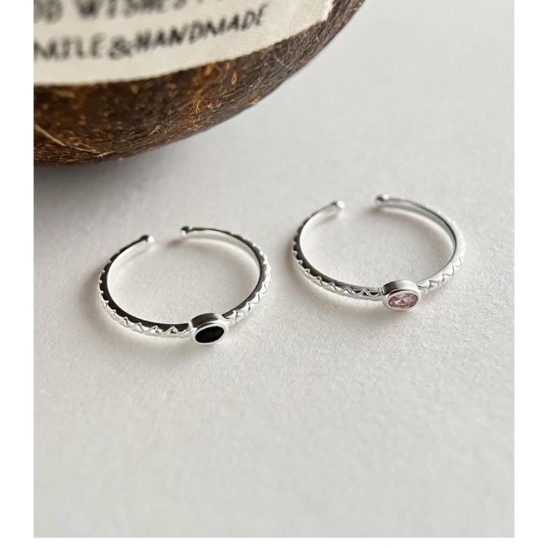Adjustable Open Ring Women Sterling Geometric Rhombus Zircon Stone Minimalist Fashion Jewelry