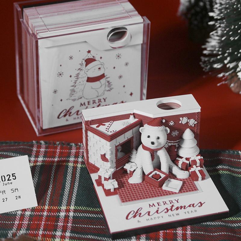 Time Piece Kalender 2026 Skrivebordskalender Med LED-lys 3D Avrivningskalender Papirskjæringskunst Notatblokk Julegave