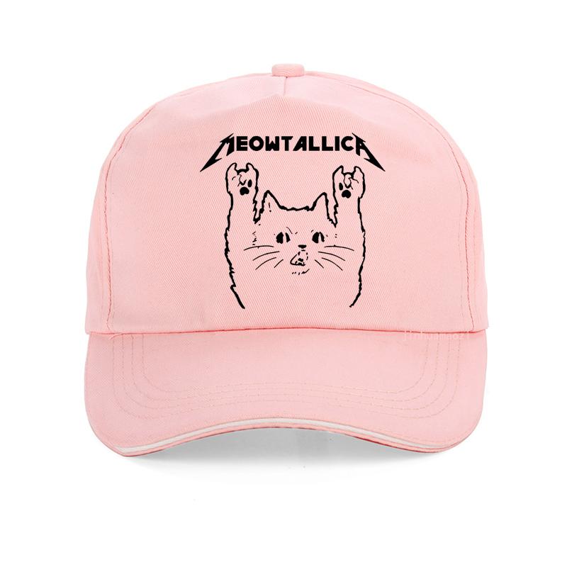 Men'S Meowtallica Rock Music Baseball Cap Funny Cartoon Cat "Master Of Kittens" Print Hip Hop Adjustable Streetwear Cap