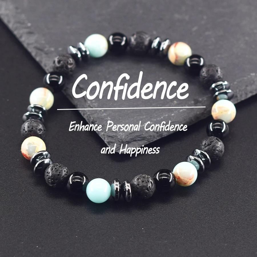 Klassisches Schwarzes Natürliches Labradorit Vulkangestein Perlen Armband Damen Herren Spiritueller Schutz und Energetische Balance Schmuck
