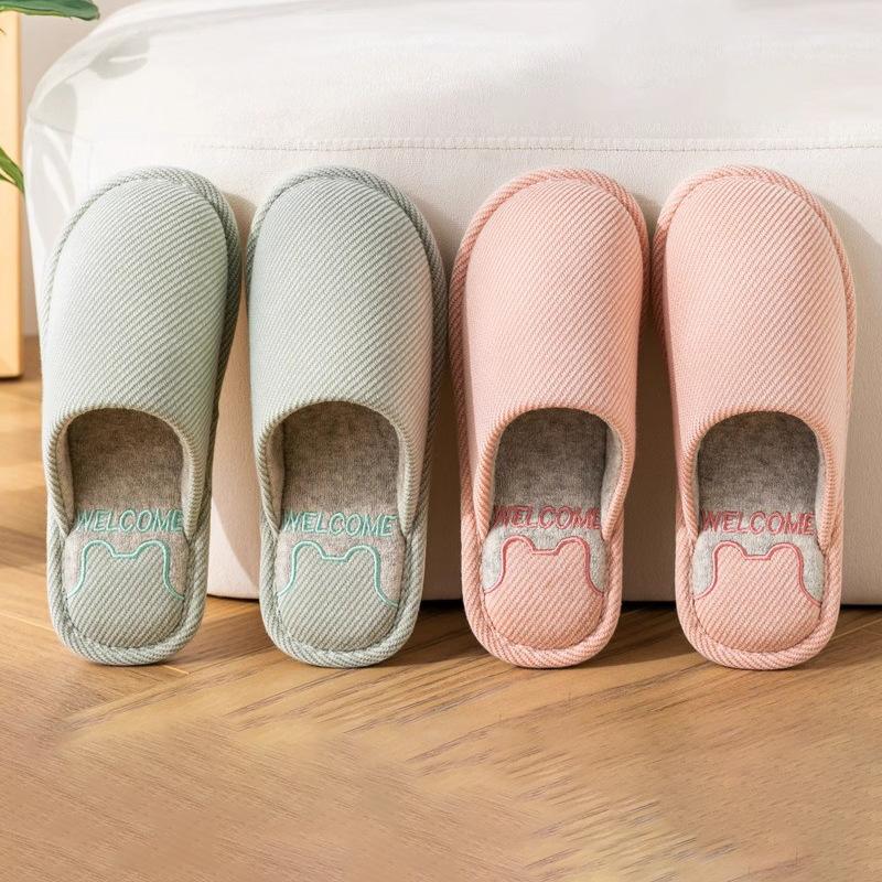 Neue Baumwollpantoffeln Herbst und Winter Herren- und Damen-Indoor-Haus Baumwolle und Leinen Pantoffeln Paar Baumwollmop