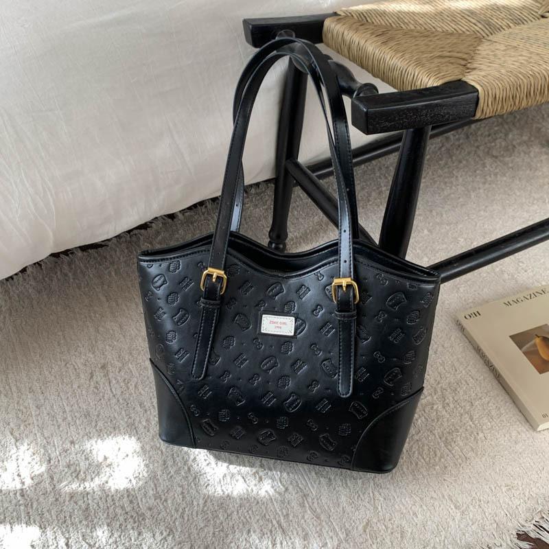 Premium sense retro Maillard embossed bag women's 2025 new large-capacity commuter shoulder bag portable tote bag