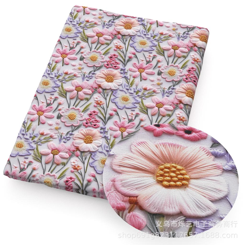 DIY Synthetic Leather Fabric Flowers Florals Printed Imitation Embroidery Faux Leather Shoes Imitation Embroidery
