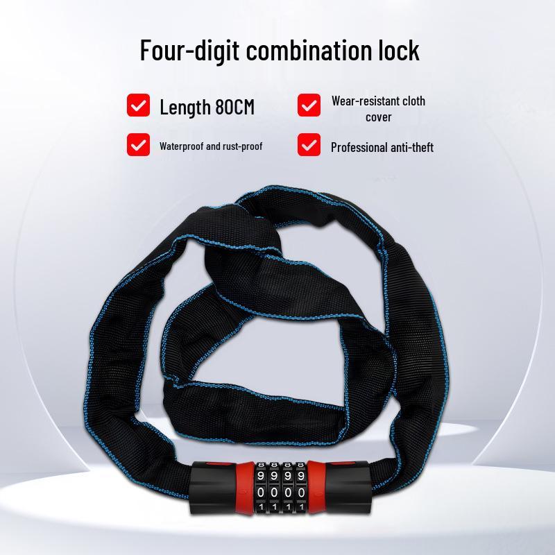 Anti-Theft Bicycle & Motorcycle Chain Lock for Mountain Bikes, Scooters, and Battery Cars.