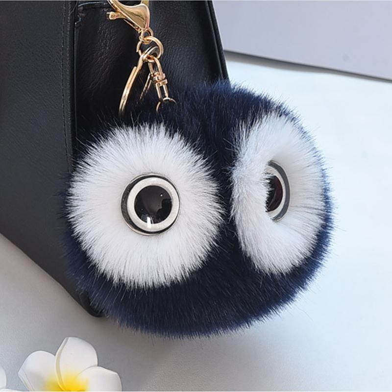 Fluffy Rabbit Fur Ball Pompom Owl Women Pompon Owl Female Toy Bag Car Trinket Jewelry Gift Bag Charm