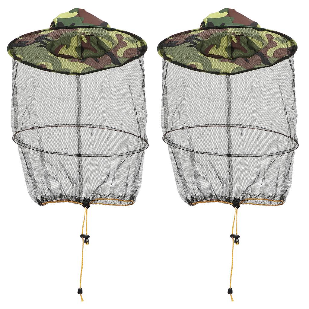 2 Pcs Midge Net Beehive Hat Veil Mesh Face Protector Resistance Cap Anti-Mosquito Beekeeping