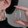 925 Sterling Silver Earrings For Women Trendy Geometric Big Round Zircon Earring Jewelry Prevent Allergy Party Gift Accessories