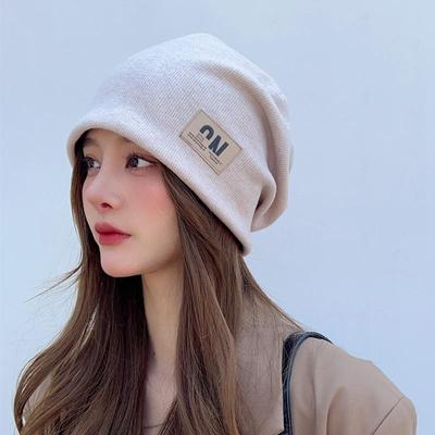 Women's Korean-Style Knit Beanie - Versatile, Warm, Windproof, Postpartum Hat & Sleep Cap with Ear Protection for Spring & Autumn