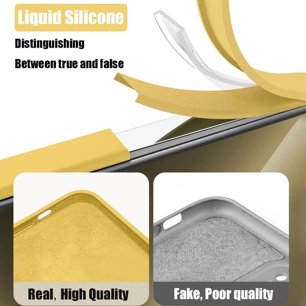 New Yellow iphone Case 12 13 Mini X XR XS SE 7 8 14 15 16 Plus Liquid Silicone Cover For Apple iPhone 16 15 14 13 12 11 Pro Max