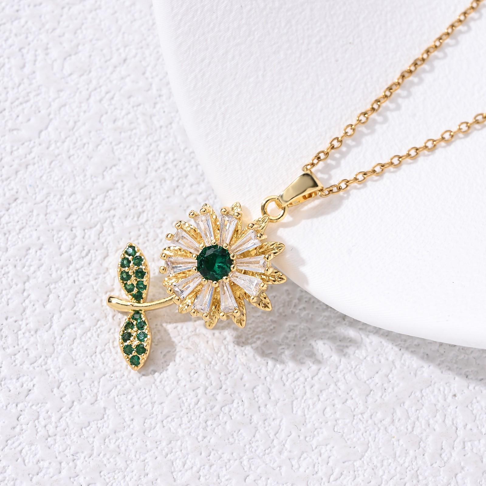 Sunflower Zircon Titanium Steel Necklace: Women s Elegant Light Luxury Design