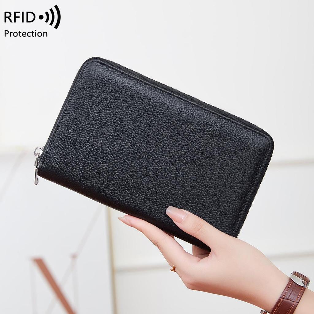 Japanese Multifunctional Genuine Leather Passport & Passbook Holder with Zipper