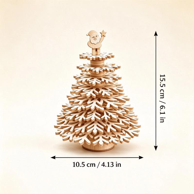 1Pcs Assemble Detachable Colorable Wooden Christmas Tree Diy 3D Snowflake Tabletop Ornament Christmas Decor Holiday Gift