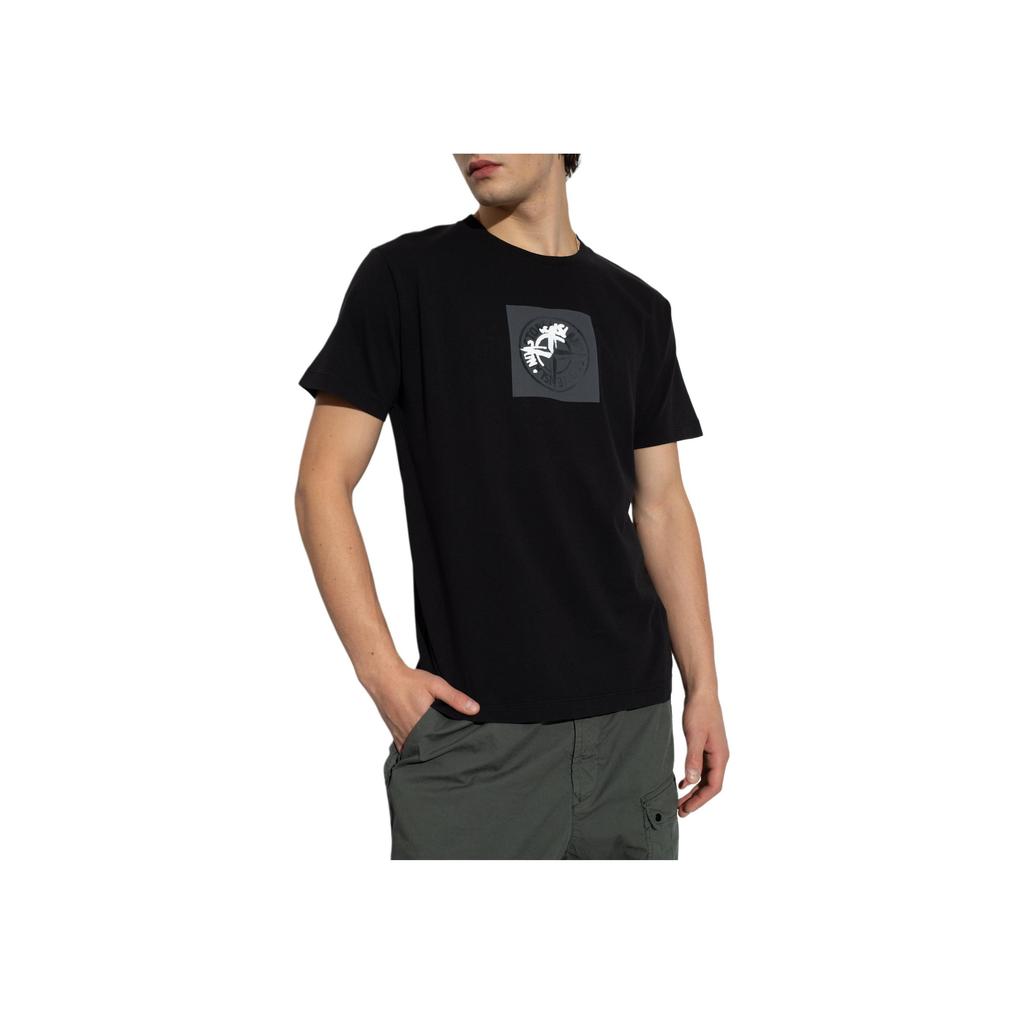 STONE ISLAND Ss24 Round Neck Compass Print Short Sleeve T-Shirt Men T-Shirts Black 80152NS83-V0029