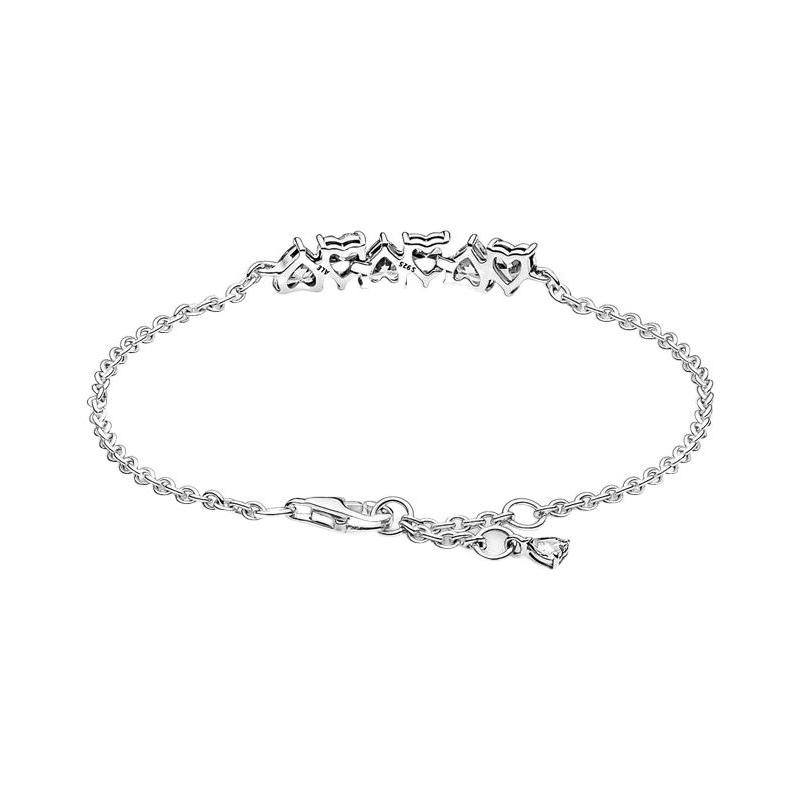 Pandora Glänzende herzliche Liebe mit endloser Liebe 925er Silber synthetischer Zirkonia Armband für Damen 591162C01