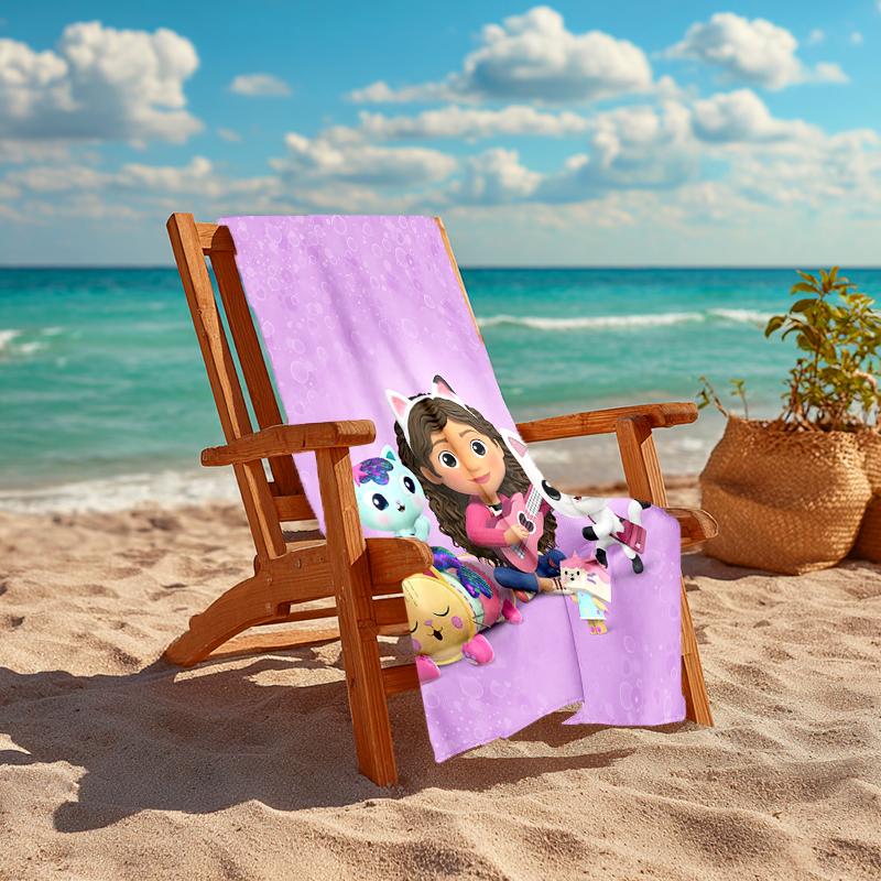 Ultra-Soft Beach Towel with Gabby's Dollhouse Theme,Ideal for Pool - Camping, Diving - Perfect Travel Essential, Vibrant Beach Towel.