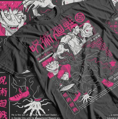 Itadori Yuji T-shirt Jujutsu Kaisen Ryomen Sukuna Skräck Anime Tröja Alla Storlekar