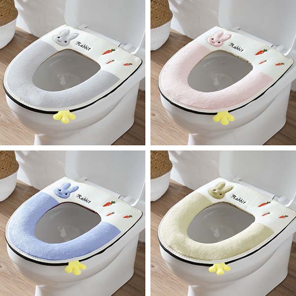 

WTEMPO Large Household Toilet Seat Cover Pads Thickened Warm Toilet Seat Cushions Printed All-season Universal Toilet Seat Covers 4pcs