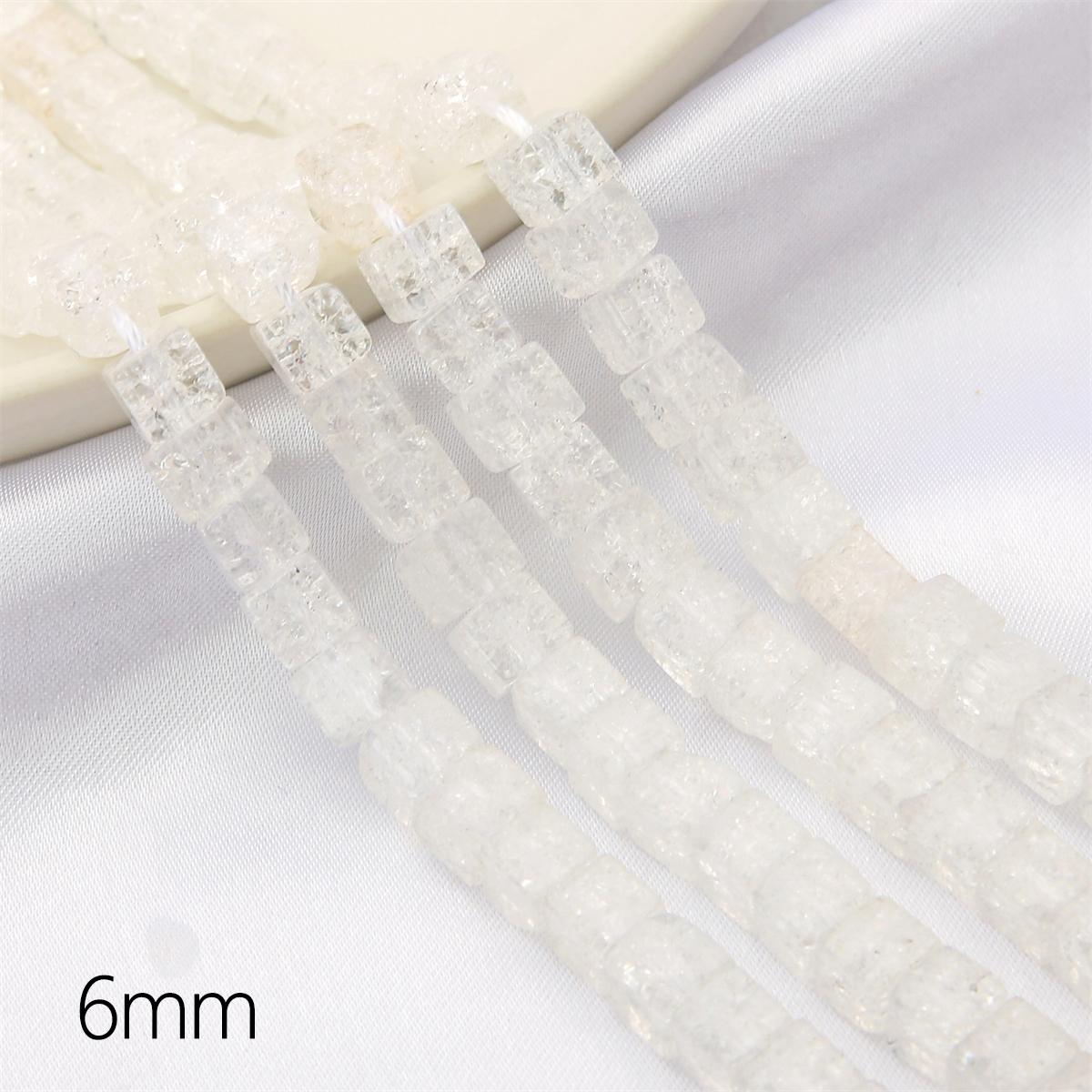 

59шт 6 мм квадратные стеклянные бусины-кубы с кракле для изготовления ювелирных изделий DIY браслет ожерелье белый