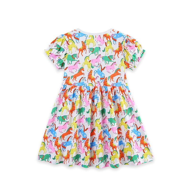 New Summer Collection for Girls: Round-Neck Princess Dress with Adorable Cartoon Print Short-Sleeved Children's Dress