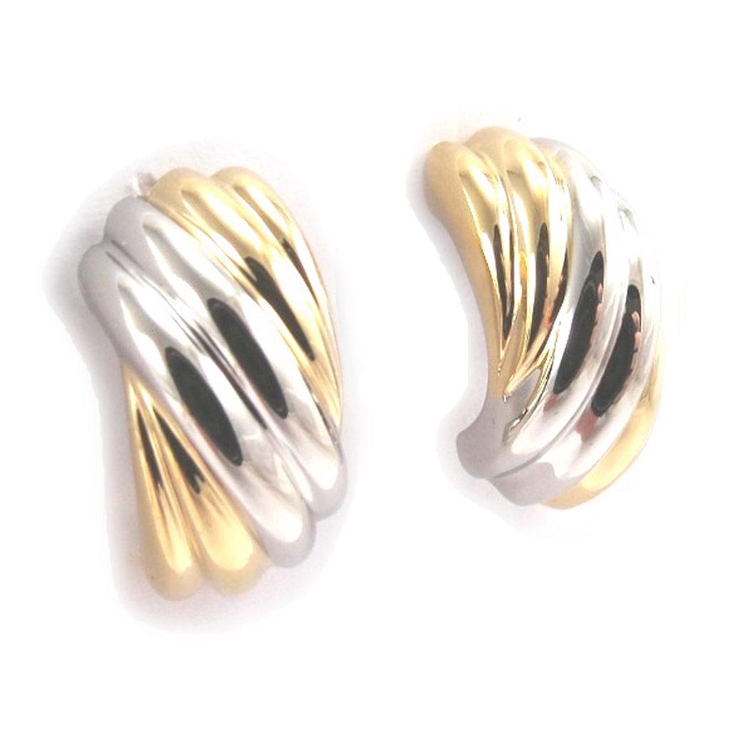 Les Trésors De Lily [K1057] - 2-tone 'Choreography' Gold Plated Hoop Earrings