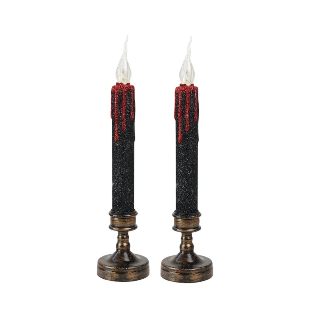 YHOPE Two Long, Simulated Blood-dropping Stick Waxes For Halloween Party Decors Filled With Terrifying LED Electronic Candles.