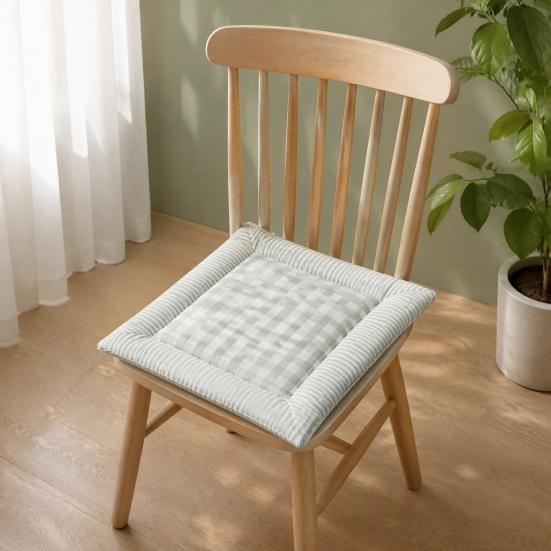 Cotton Linen Seat Pad Square Plaid Chair with Ties, Breathable Cushion, Buffalo for Hard Chairs Check Dining Cushion Home Office Chair, 16 X Inch Soft