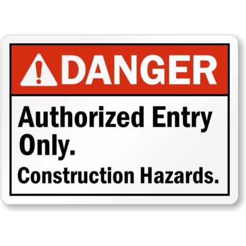 Authorized Entry Construction Hazards Aluminum Weatherproof Sign pAluminum 20x30cm(7.8x11.8inch)